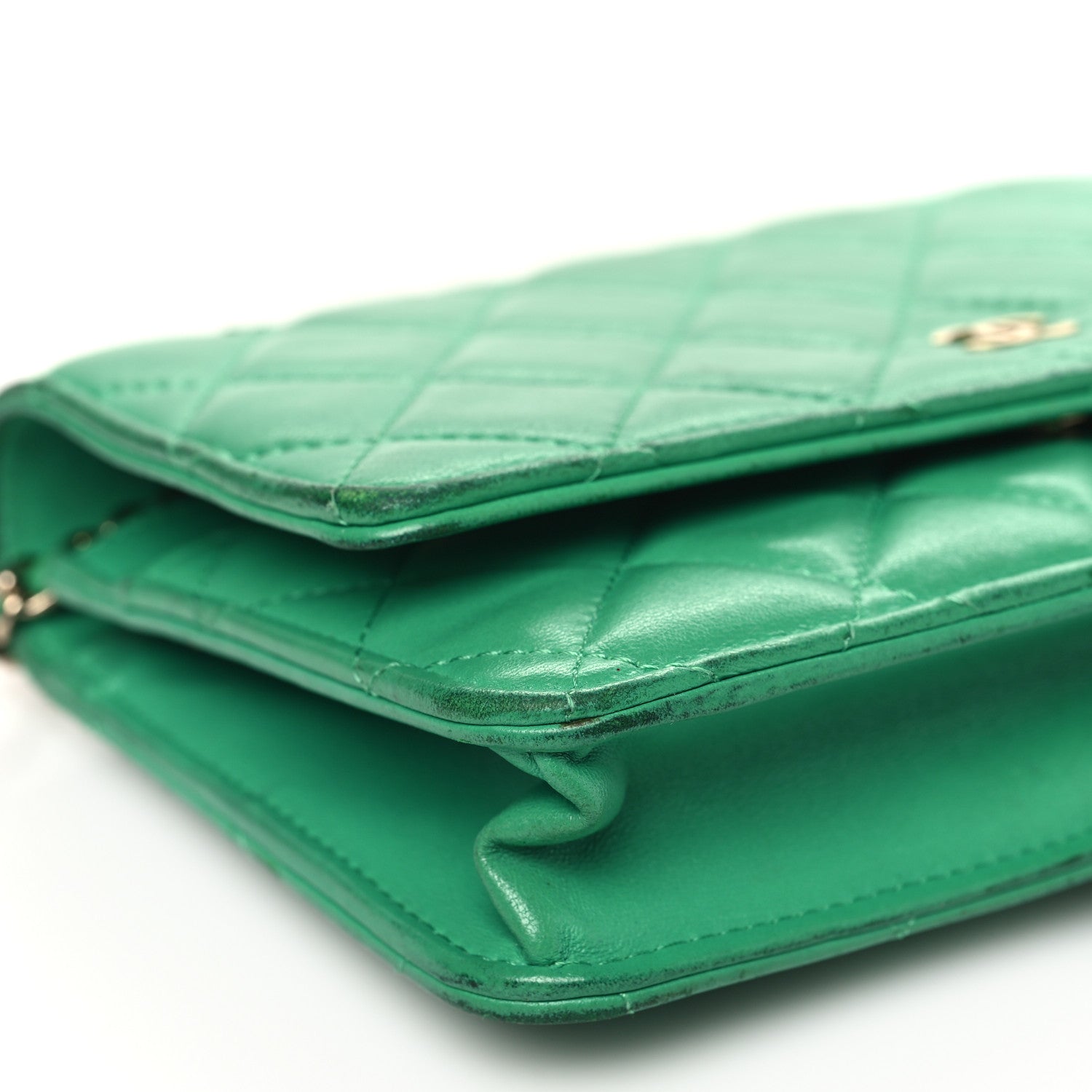 Chanel Lambskin Quilted Wallet On Chain WOC Green 9 of 19