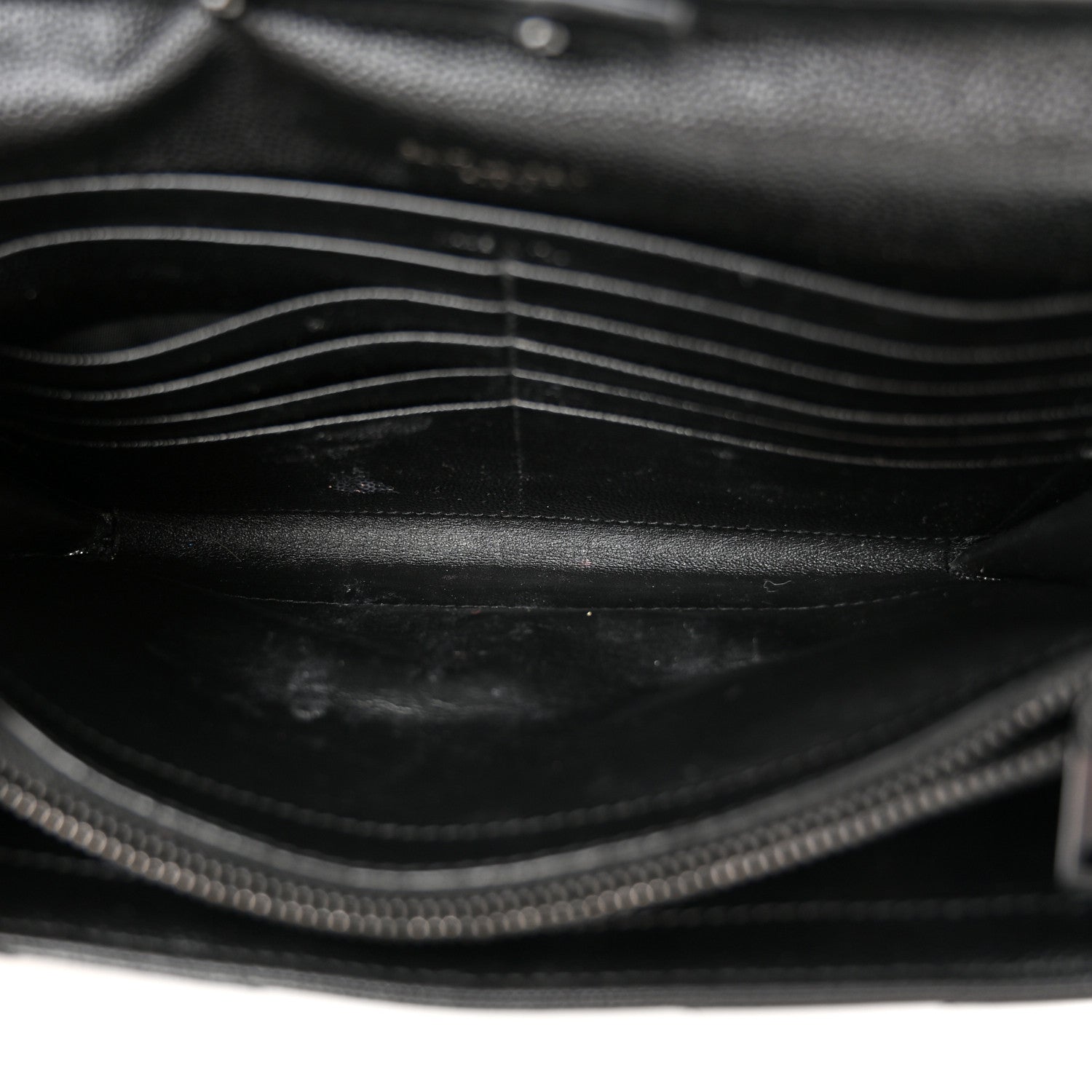 Saint Laurent Grain De Poudre Matelasse Chevron Monogram Monochrome Chain Wallet Black 6 of 13