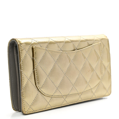 Chanel Striated Patent Yen Wallet Gold 3 of 9