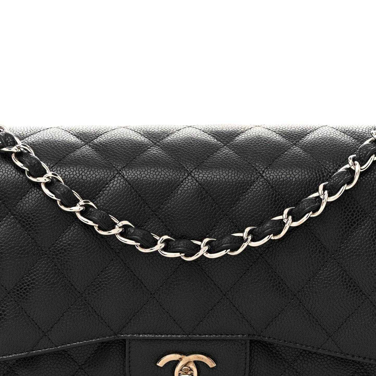 Caviar Quilted Jumbo Double Flap Black