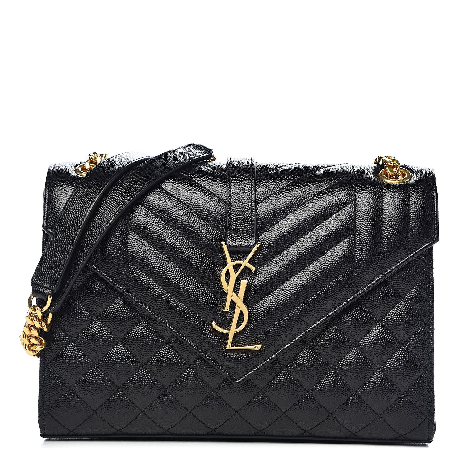 Saint Laurent Grain De Poudre Textured Mixed Matelasse Triquilt Medium Monogram Satchel Black 1 of 10