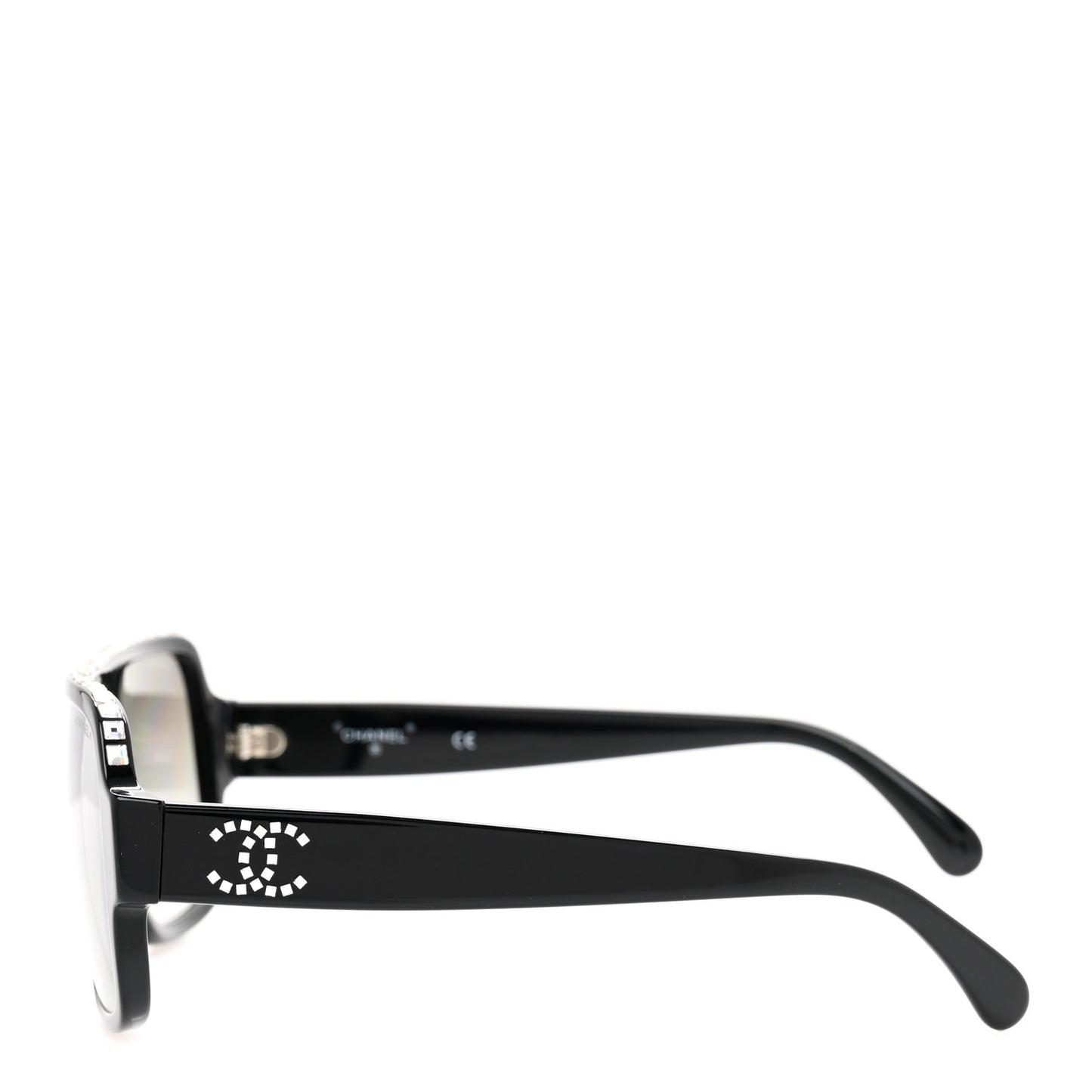 Acetate Crystal CC Shield Sunglasses 71431A Black Grey