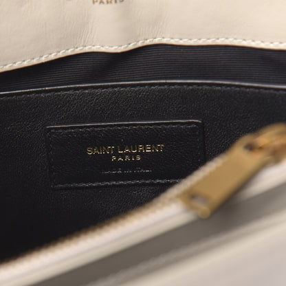 Saint Laurent Calfskin Y Quilted Monogram Small Loulou Chain Satchel Ivory 6 of 9
