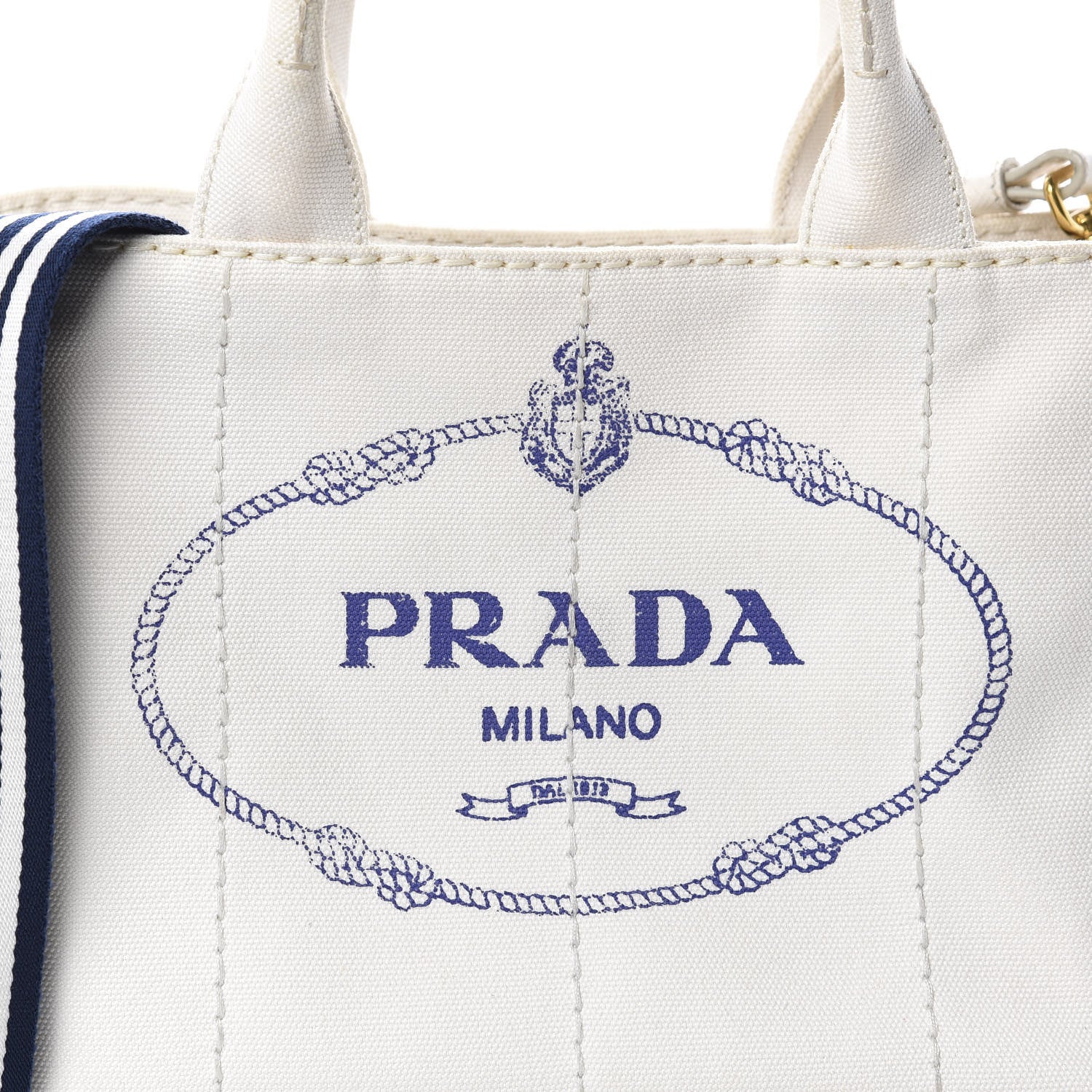 Prada Canapa Small Logo Tote Bianco Blue 10 of 10