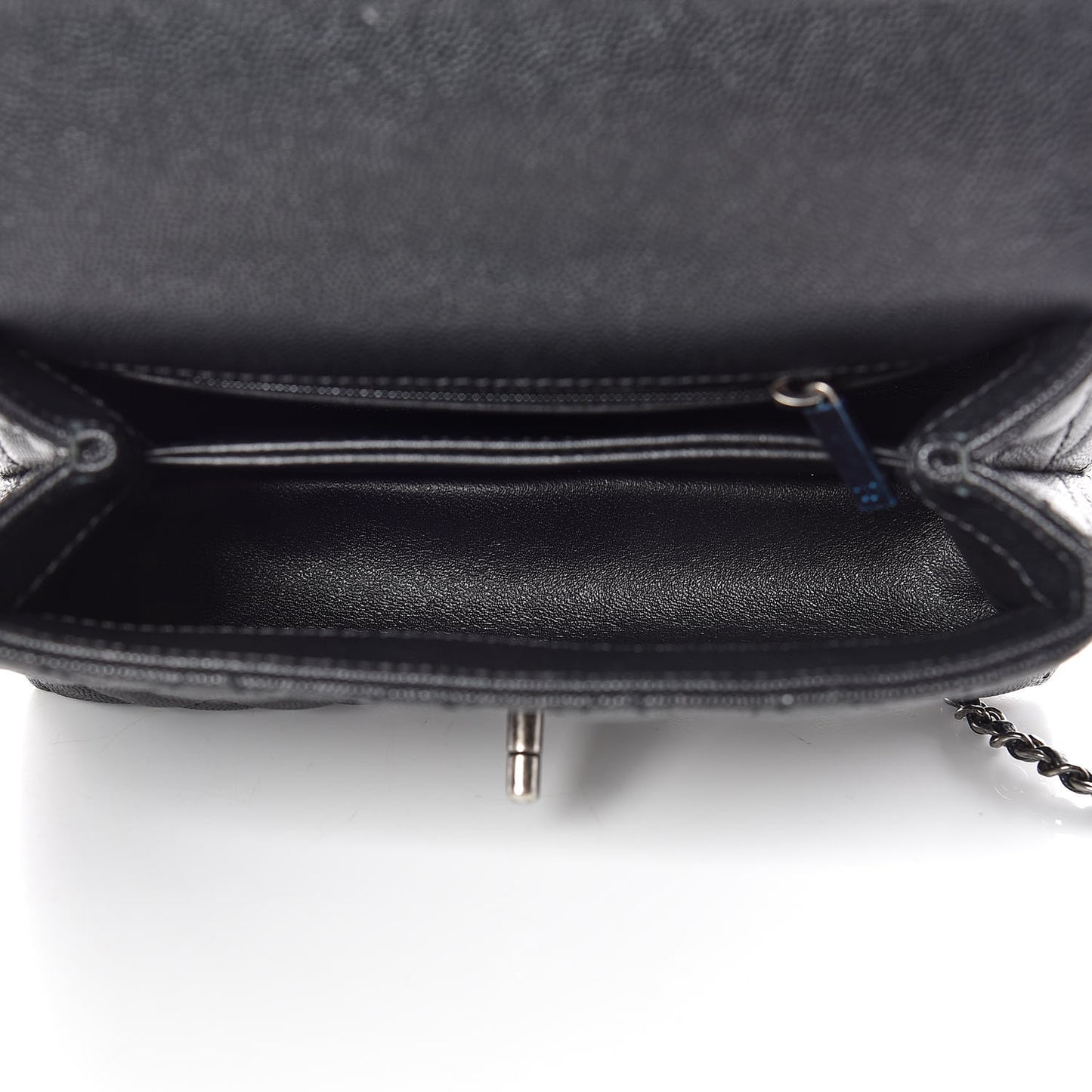 Caviar Lizard Quilted Mini Coco Handle Flap Black