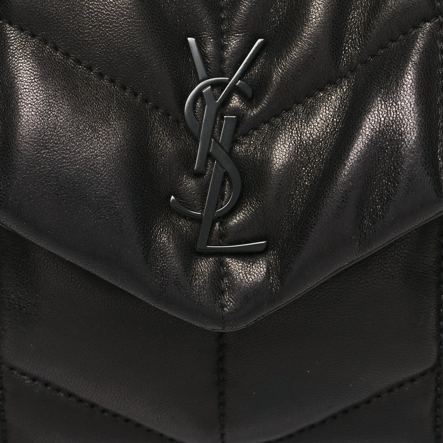 Lambskin Quilted Toy Loulou Puffer Monogram Chain Satchel Black
