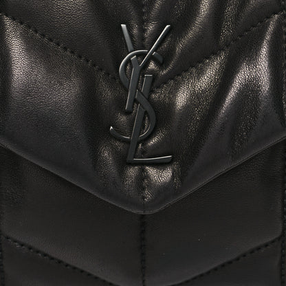 Saint Laurent Lambskin Quilted Toy Loulou Puffer Monogram Chain Satchel Black 8 of 11