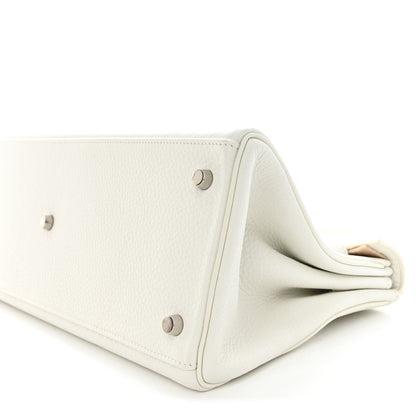 Hermes Taurillon Clemence Shoulder Kelly 40 White 9 of 14
