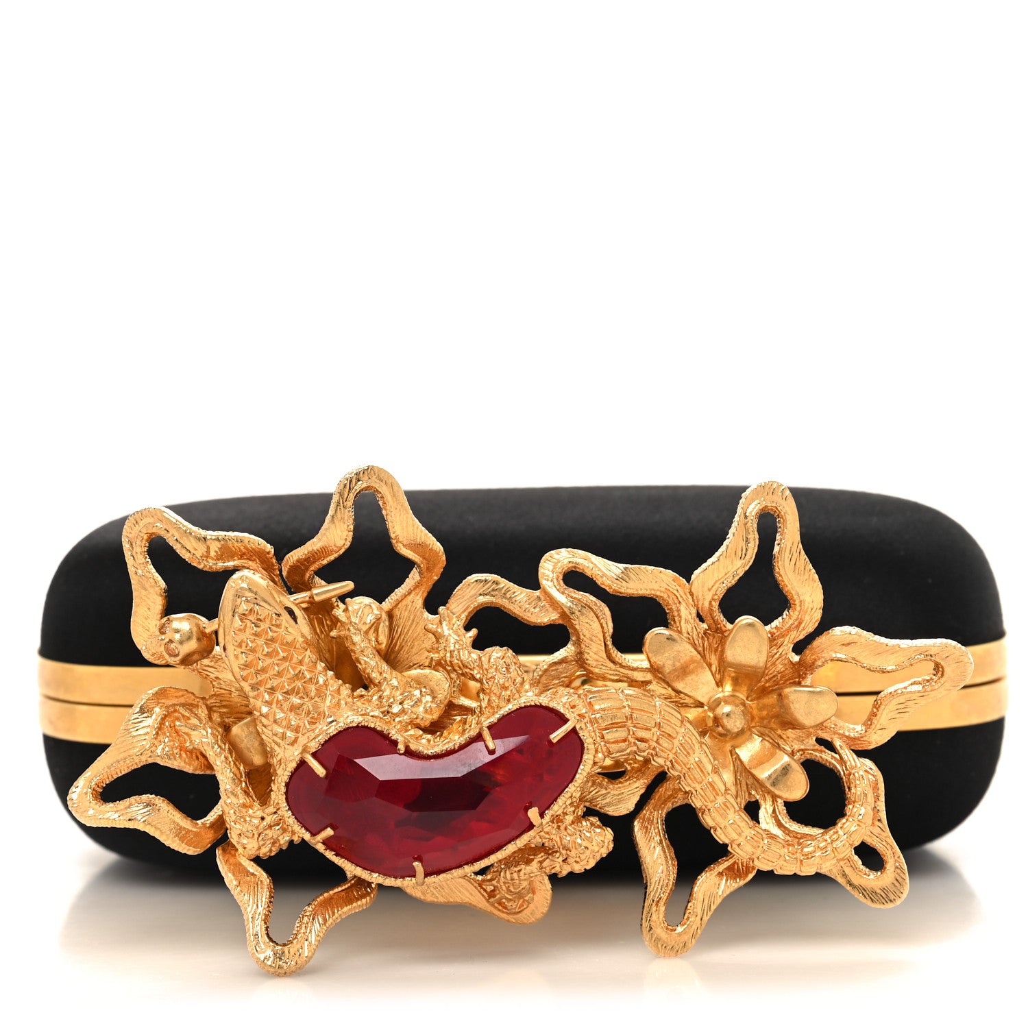 Alexander McQueen ALEXANDER MCQUEEN Satin Salamander Knuckle Box Clutch Clutch Black 11 of 13