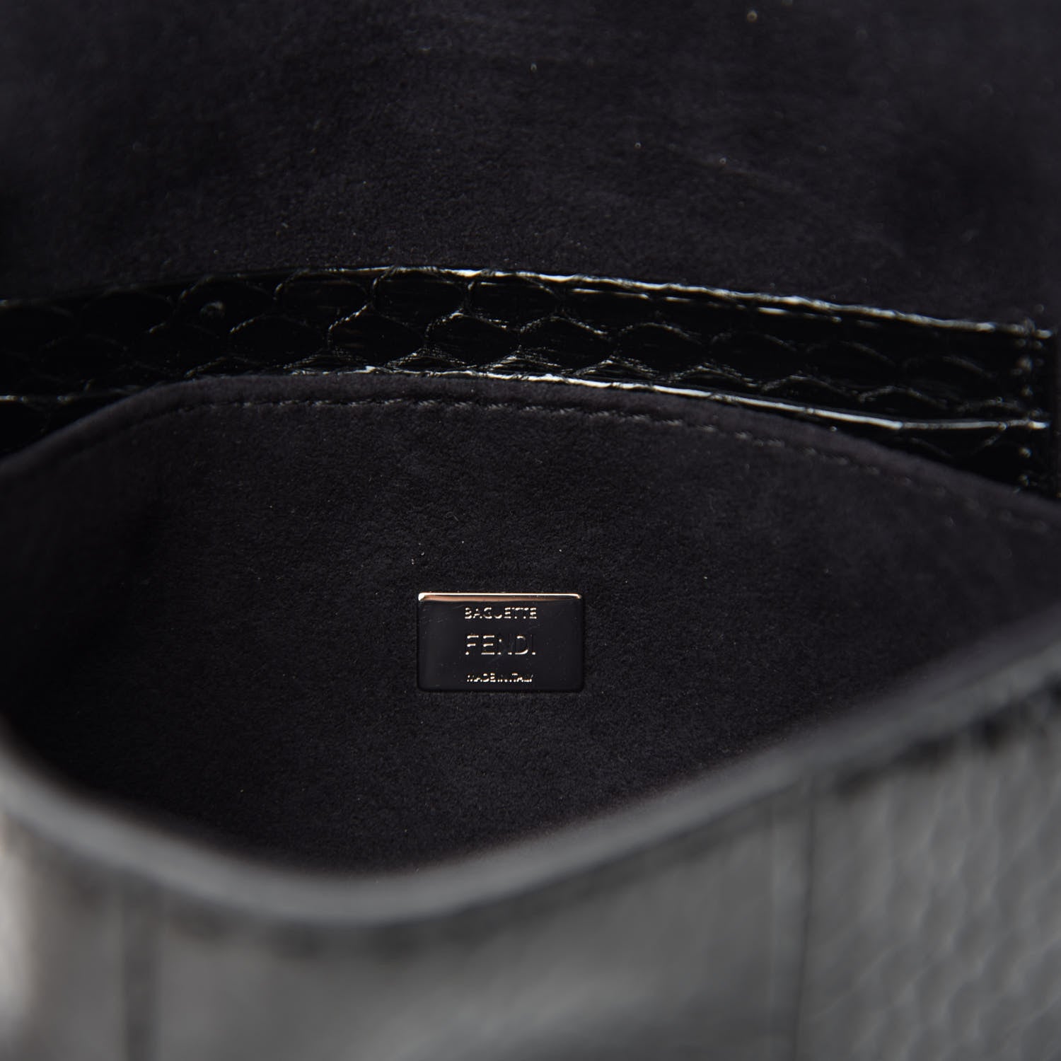 Fendi Elaphe Rabbit Fox Fur Micro Buggie Baguette Black 8 of 10