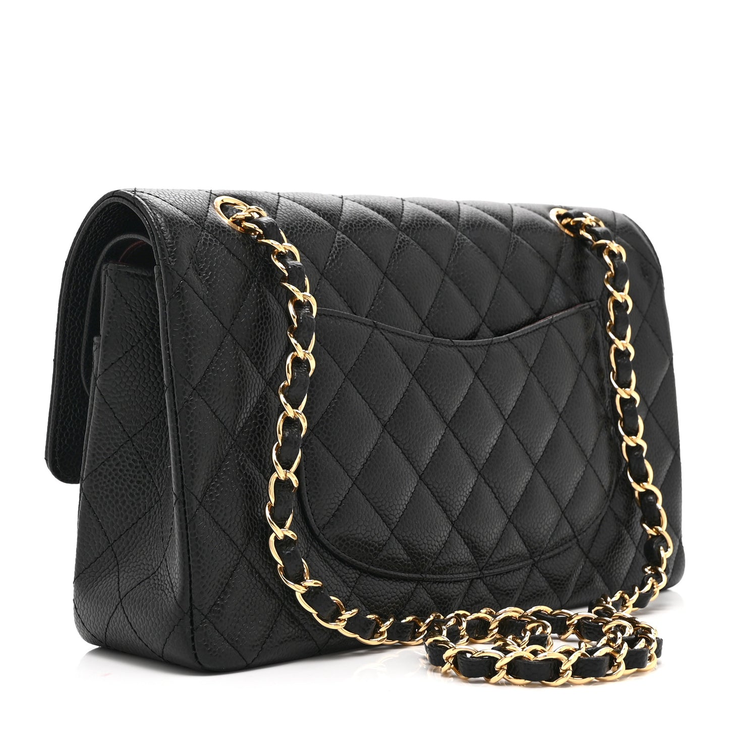 Caviar Quilted Medium Double Flap Black