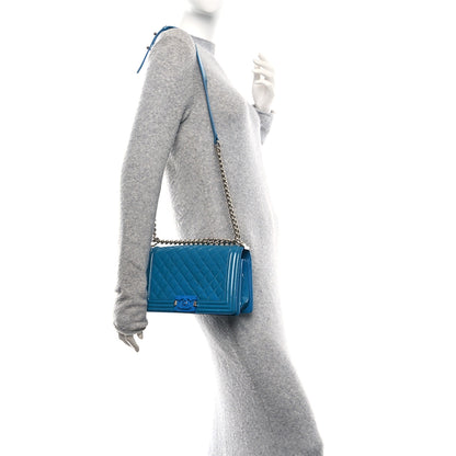 Chanel Patent Calfskin Medium Plexiglass Boy Flap Blue 2 of 13