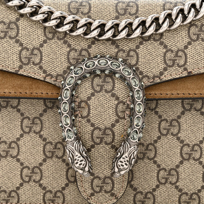 Gucci GG Supreme Monogram Suede Crystal Small Dionysus Shoulder Bag Beige Ebony Taupe 8 of 10