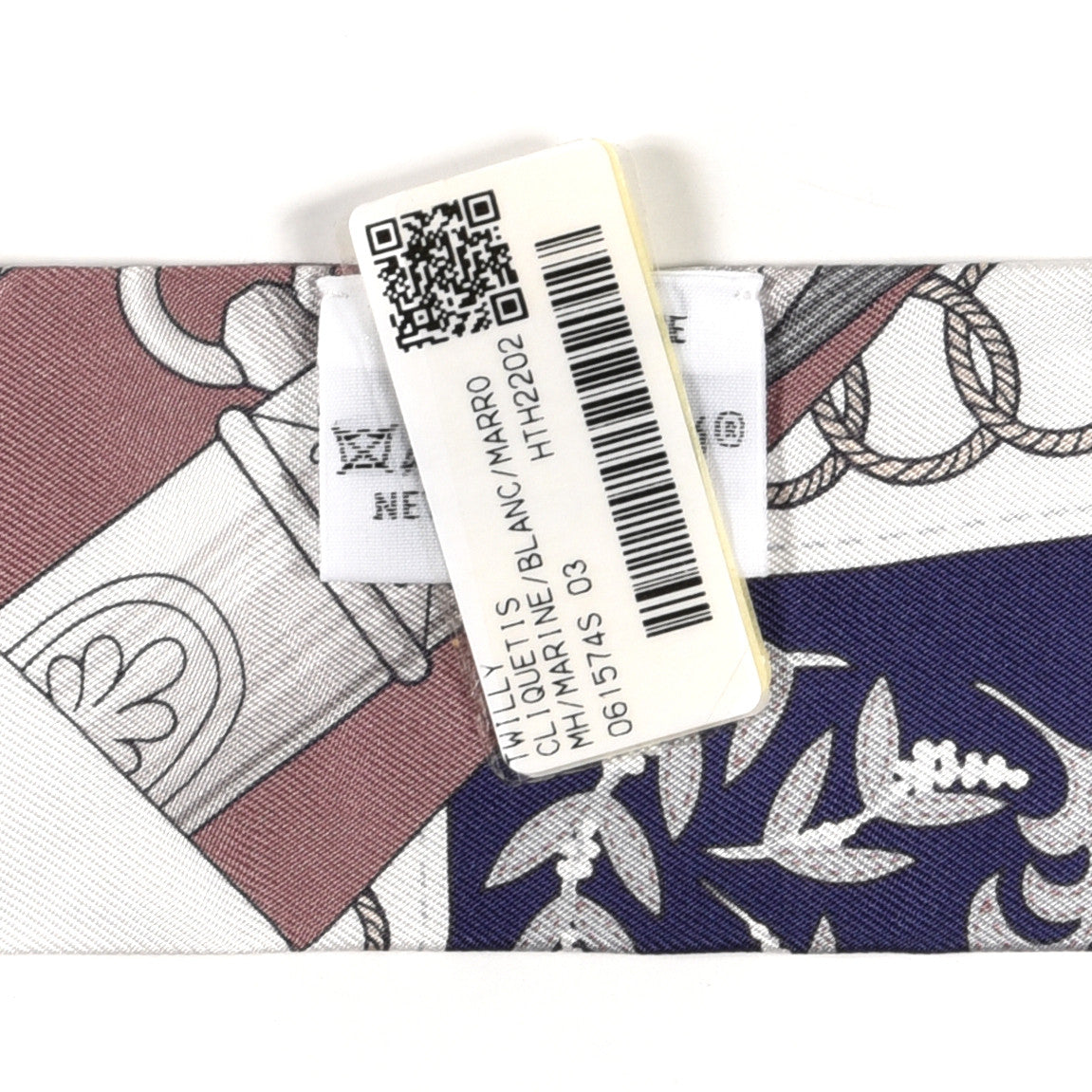Hermes Silk Cliquetis Twilly Marine White Marron 4 of 4