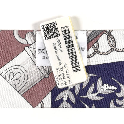 Hermes Silk Cliquetis Twilly Marine White Marron 4 of 4