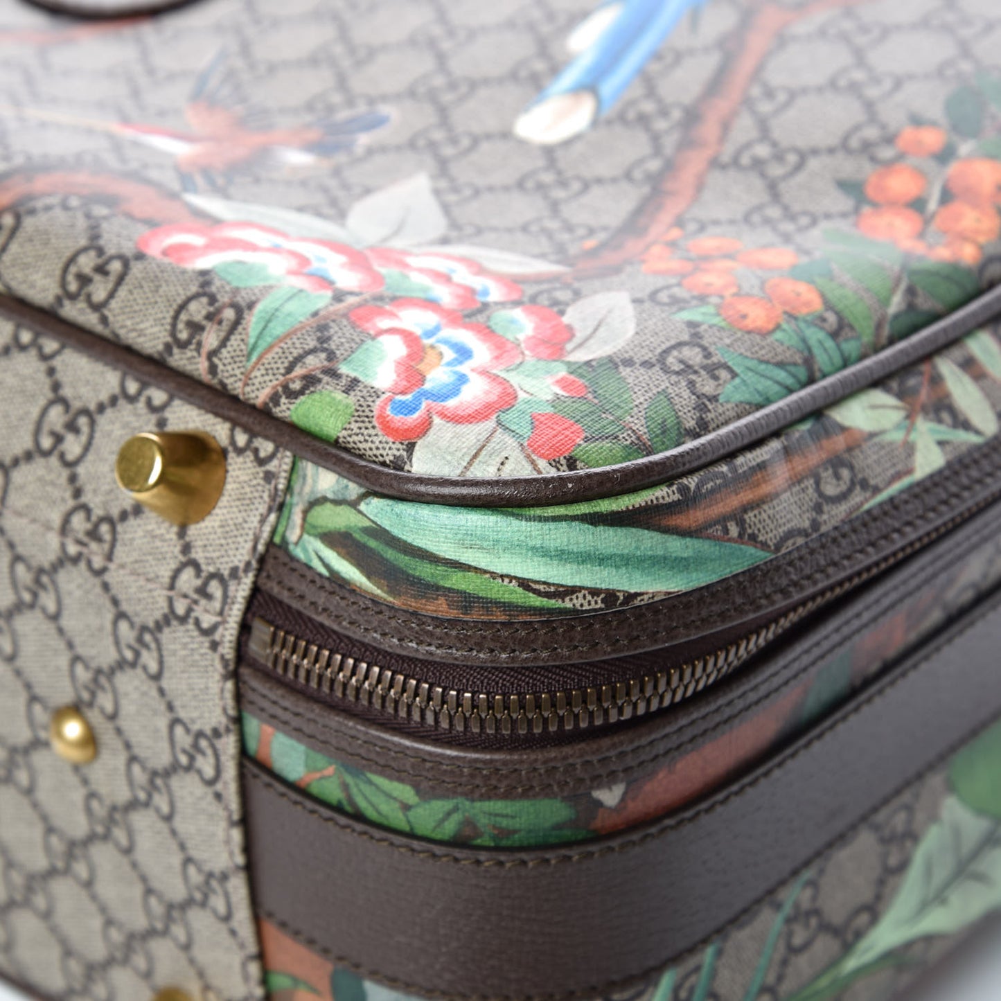 GG Supreme Monogram Tian Web Suitcase Beige Multicolor New Acero