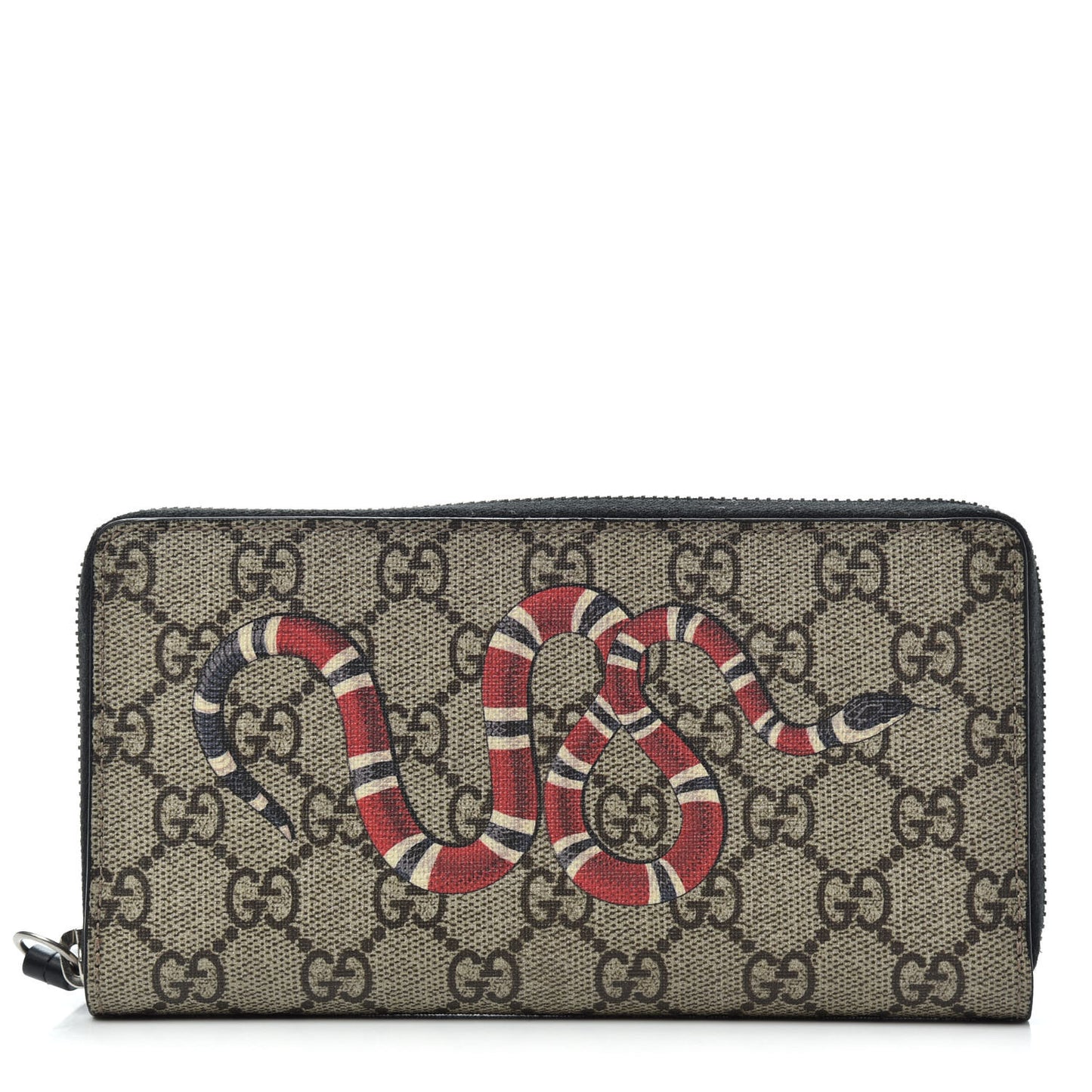 GG Supreme Monogram Kingsnake Zip Around Wallet Black