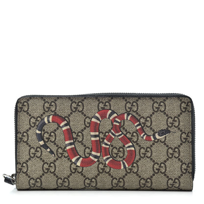 Gucci GG Supreme Monogram Kingsnake Zip Around Wallet Black 1 of 7