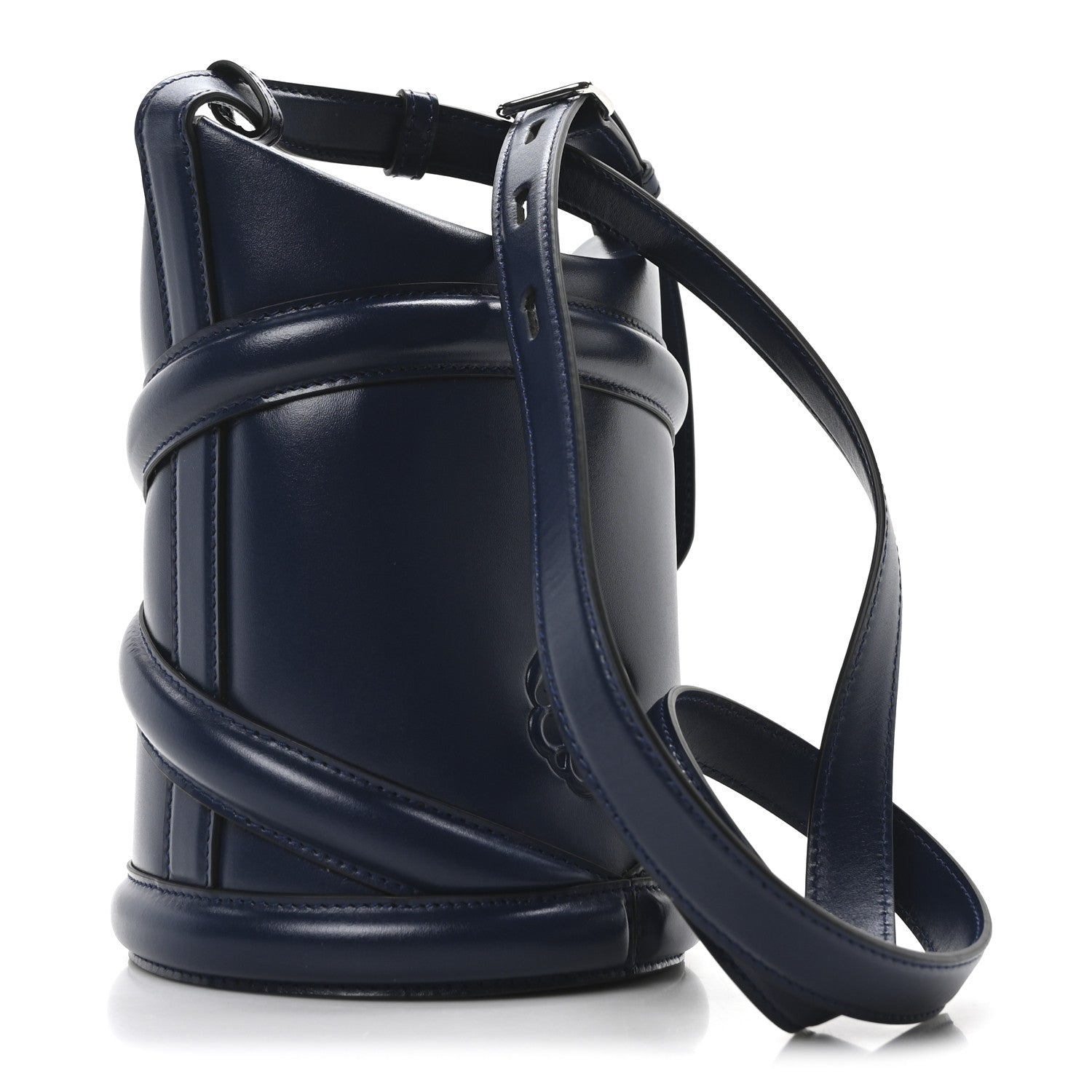 Alexander McQueen Calfskin Mini Curve Bucket Bag Navy 3 of 10