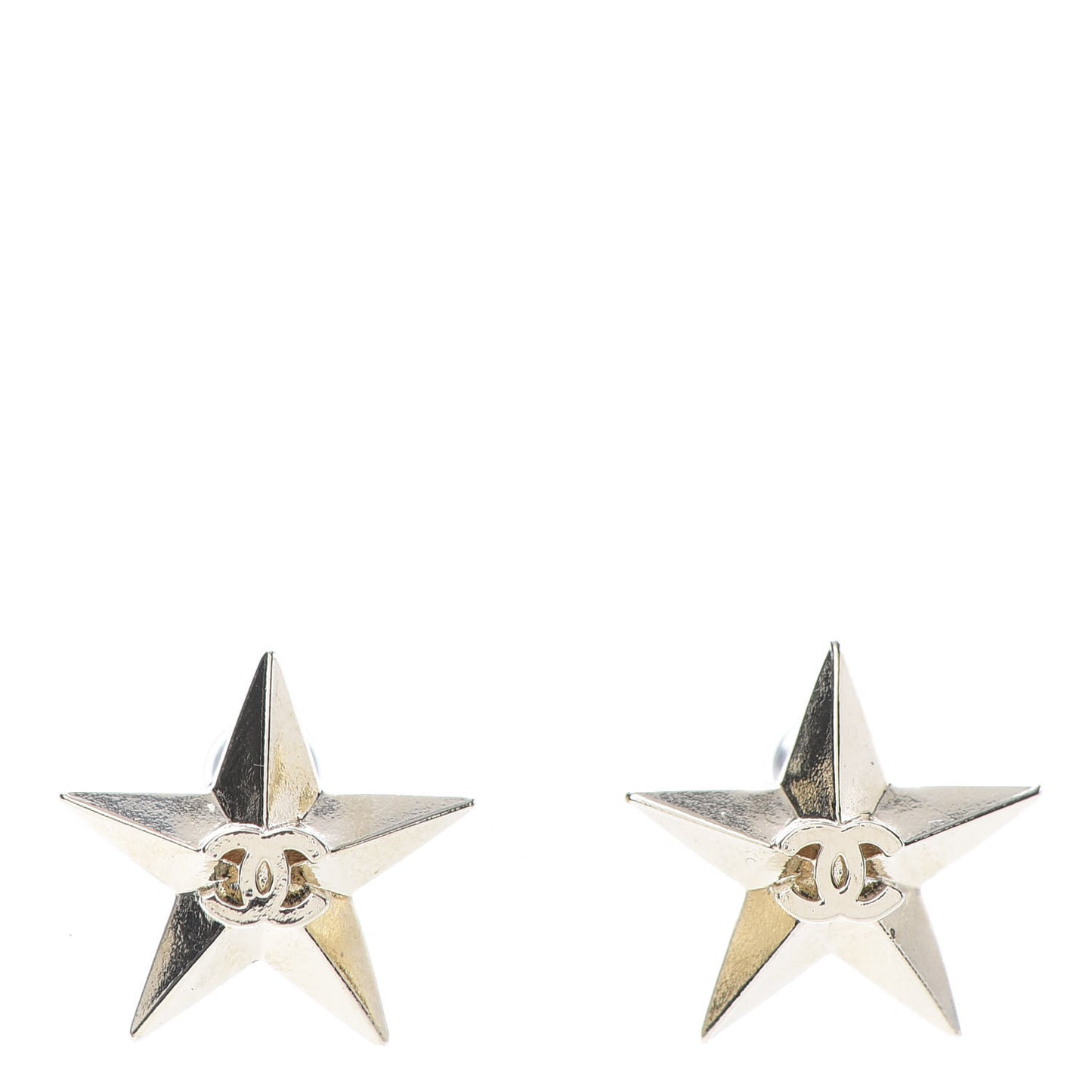 Metal CC Star Earrings Gold