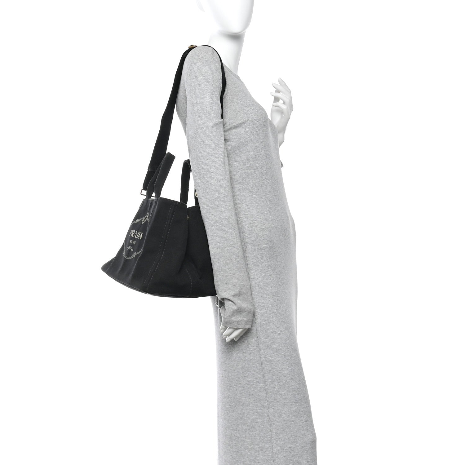 Prada Canapa Logo Tote Black 2 of 11