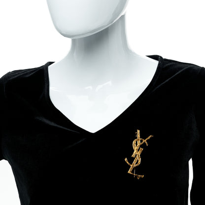 Saint Laurent Monogram Crocodile Opyum Brooch Gold 2 of 4