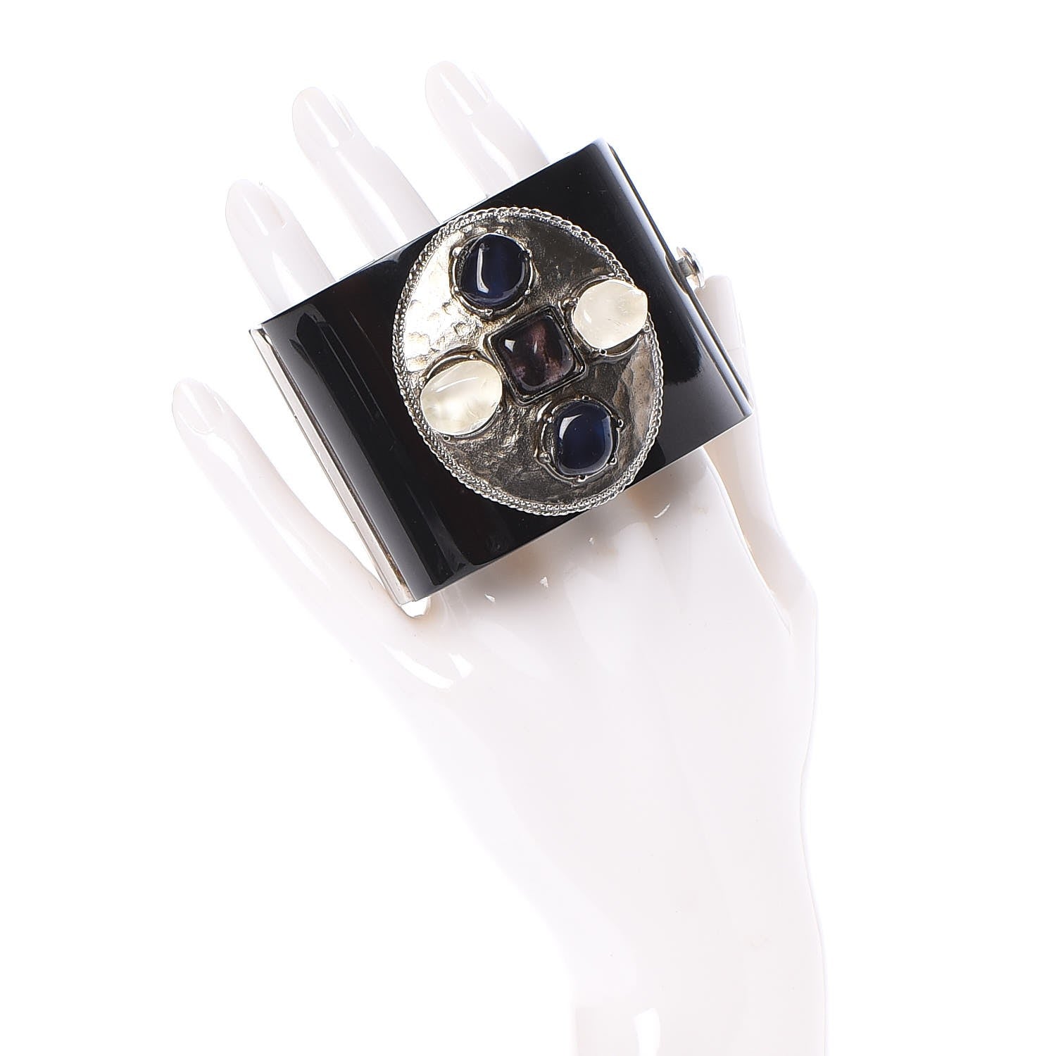Chanel Resin Ruthenium CC Cuff Black 2 of 5