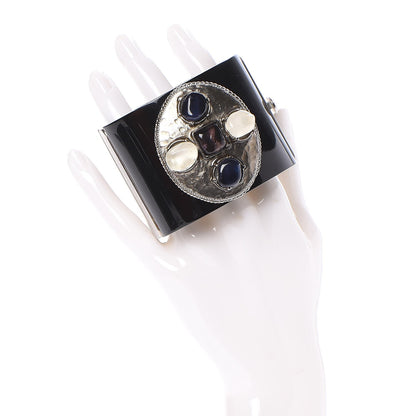Chanel Resin Ruthenium CC Cuff Black 2 of 5