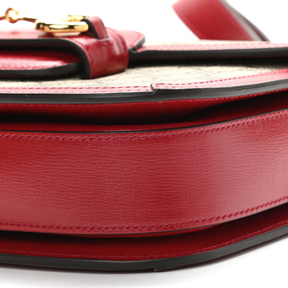 Gucci GG Supreme Monogram Azalea Calfskin Horsebit 1955 Shoulder Bag Beige Ebony New Cherry Red 9 of 9