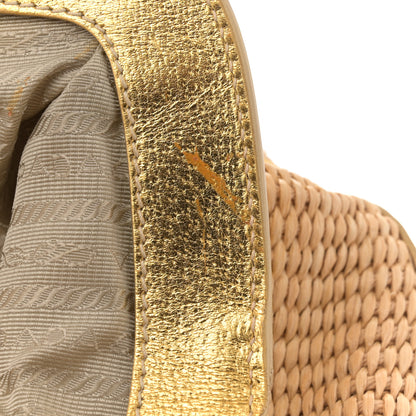 Prada Paglia Cinghiale Frame Tote Naturale Oro 11 of 13