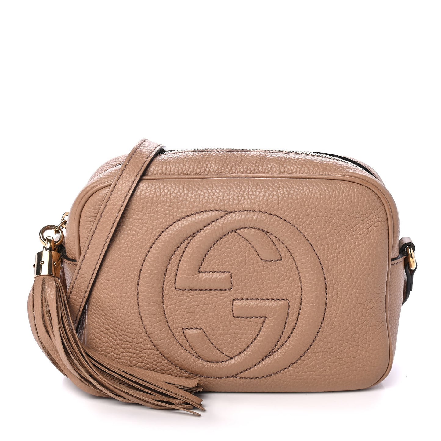 Pebbled Calfskin Small Soho Disco Bag Rose Beige