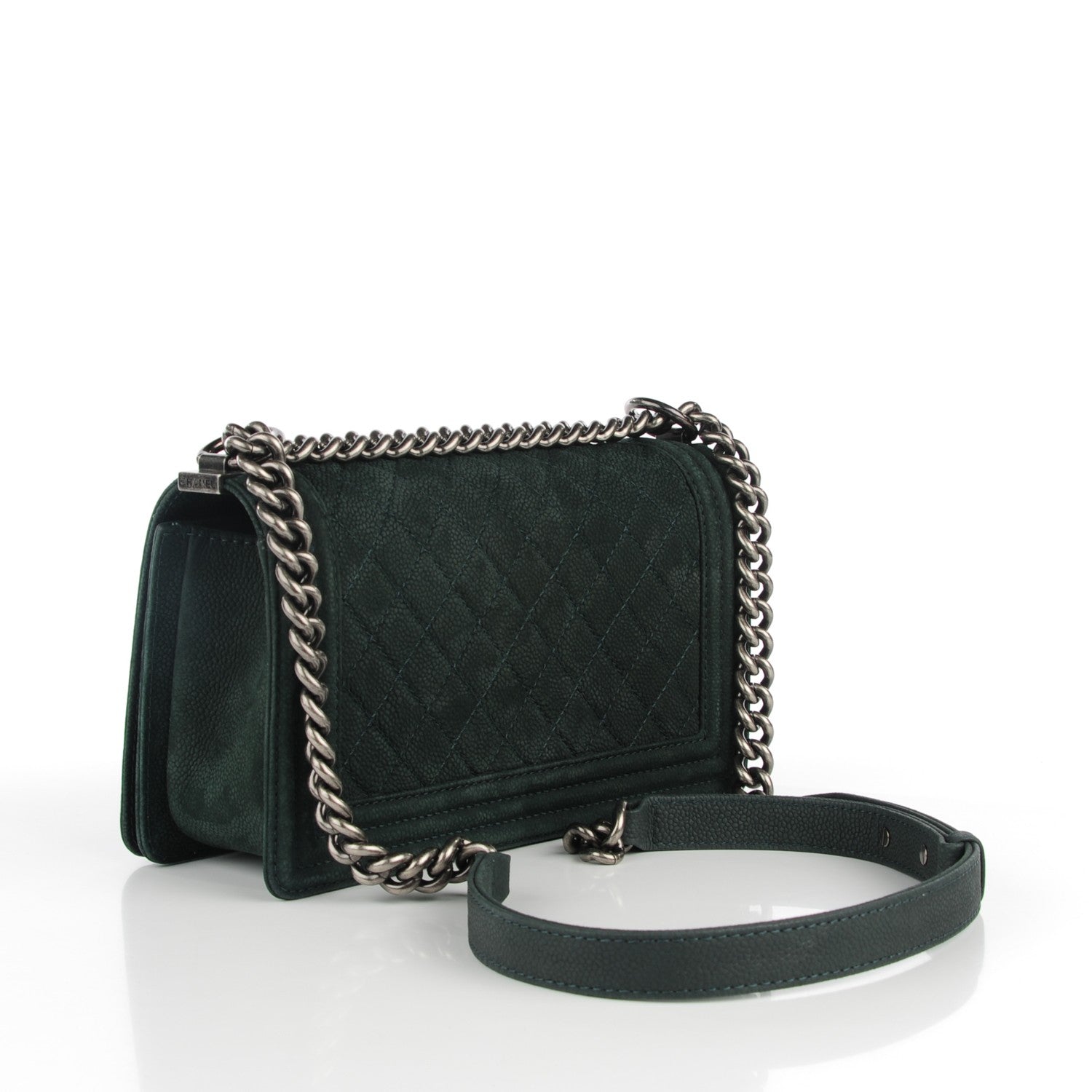 Chanel Iridescent Caviar Quilted Medium Boy Flap Dark Green 3 of 9