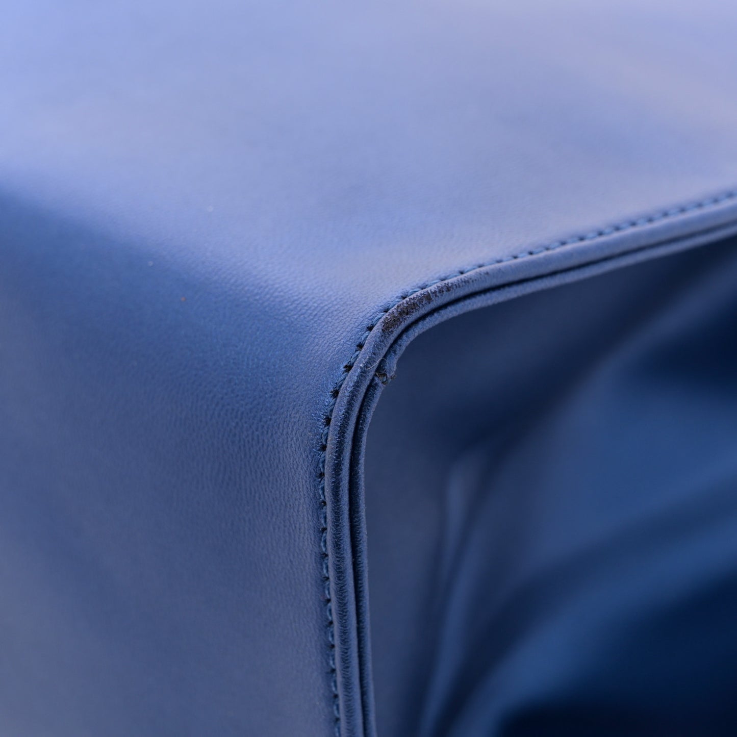 Metallic Vegan Leather Medium Shopping Bag Cobalt