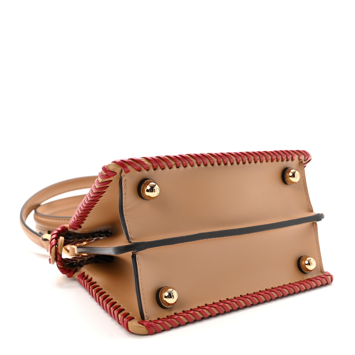 Vitello King Shiny Nappa Intreccio Petite Peekaboo I SEE U Satchel Miel Mogano Rosa Fragola