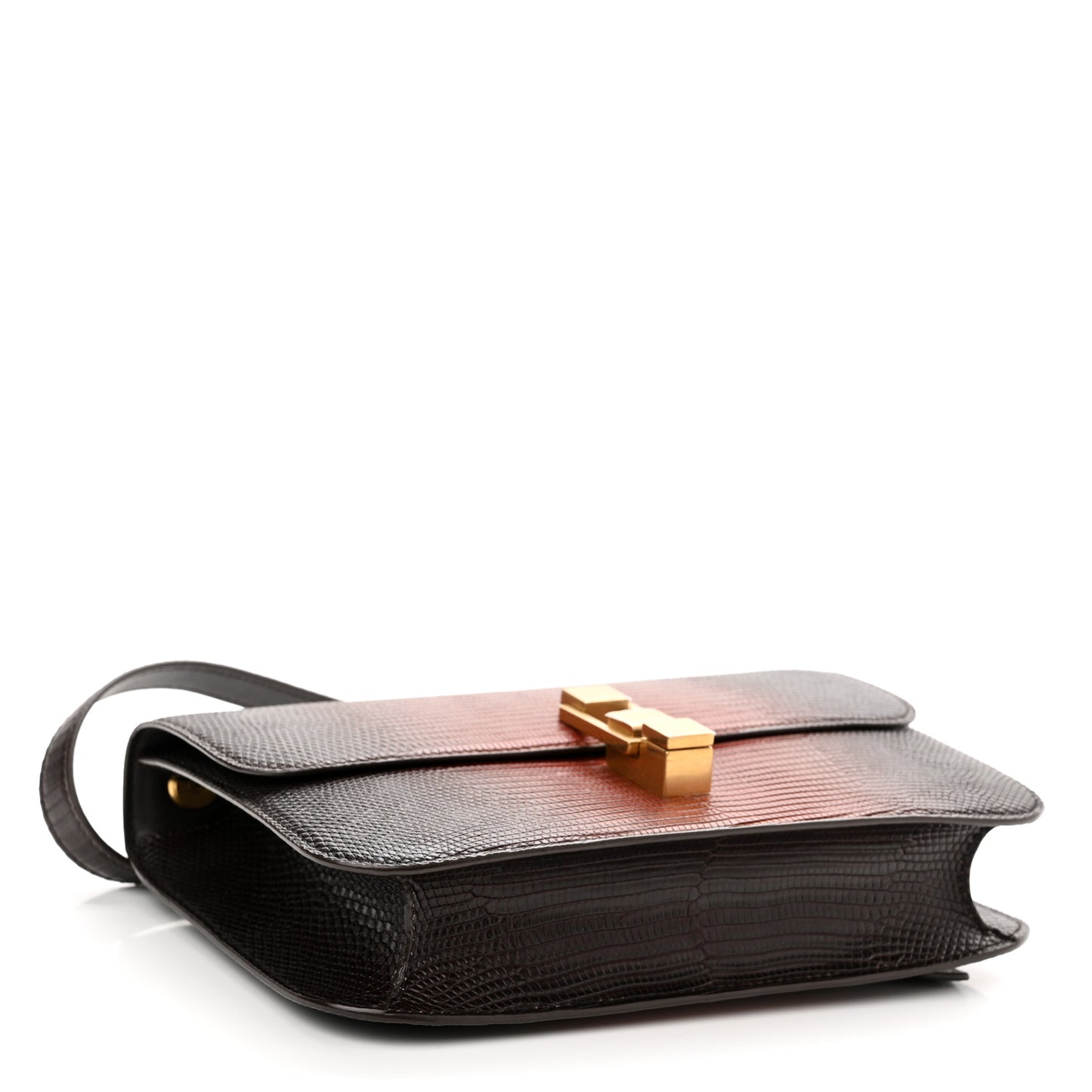 Lizard Degrade Carre Satchel Brown Red