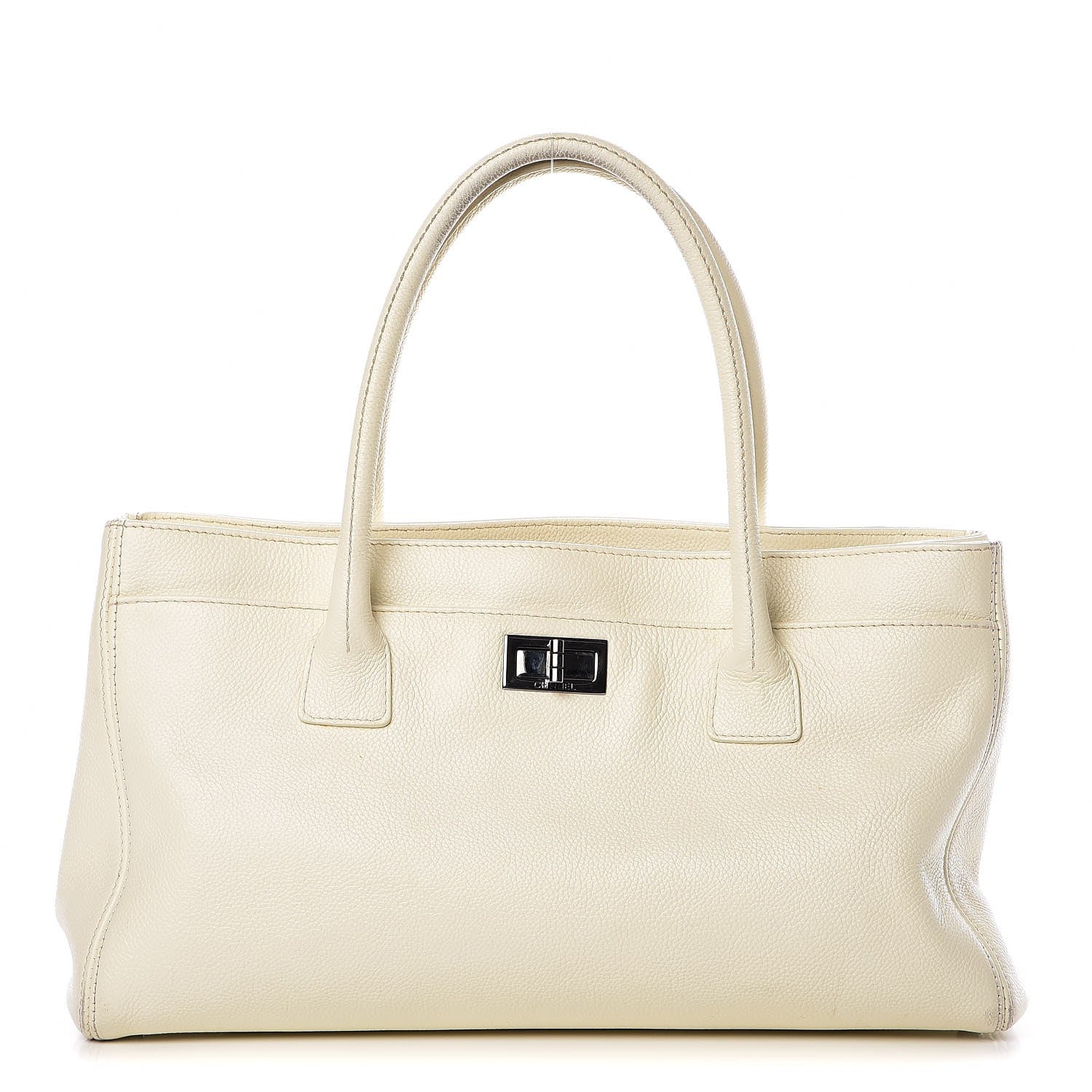 Chanel Calfskin Mademoiselle Lock Cerf Shopper Tote White 1 of 23