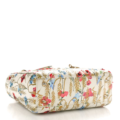 Christian Dior Calfskin Hibiscus Printed Embroidered My ABCDior Lady Dior Beige Multicolor 4 of 11