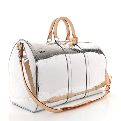Louis Vuitton Monogram Mirror Keepall Bandouliere 50 Silver 3 of 8