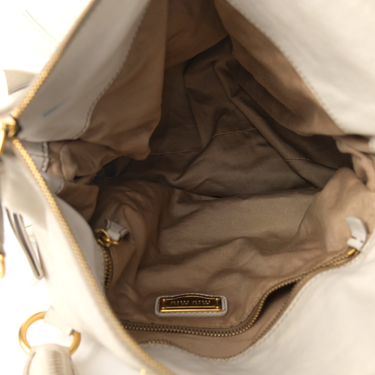 Miu Miu Vitello Lux Large Bow Bag Talco 5 of 19