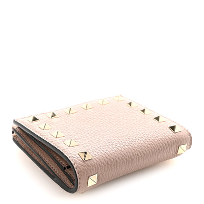 Valentino Garavani Grainy Calfskin Rockstud Coin Purse Card Holder Poudre 4 of 7