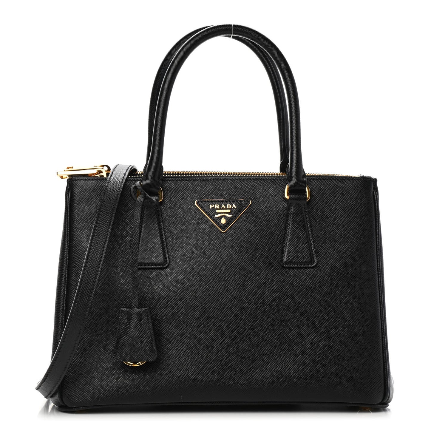 Saffiano Small Galleria Double Zip Tote Black
