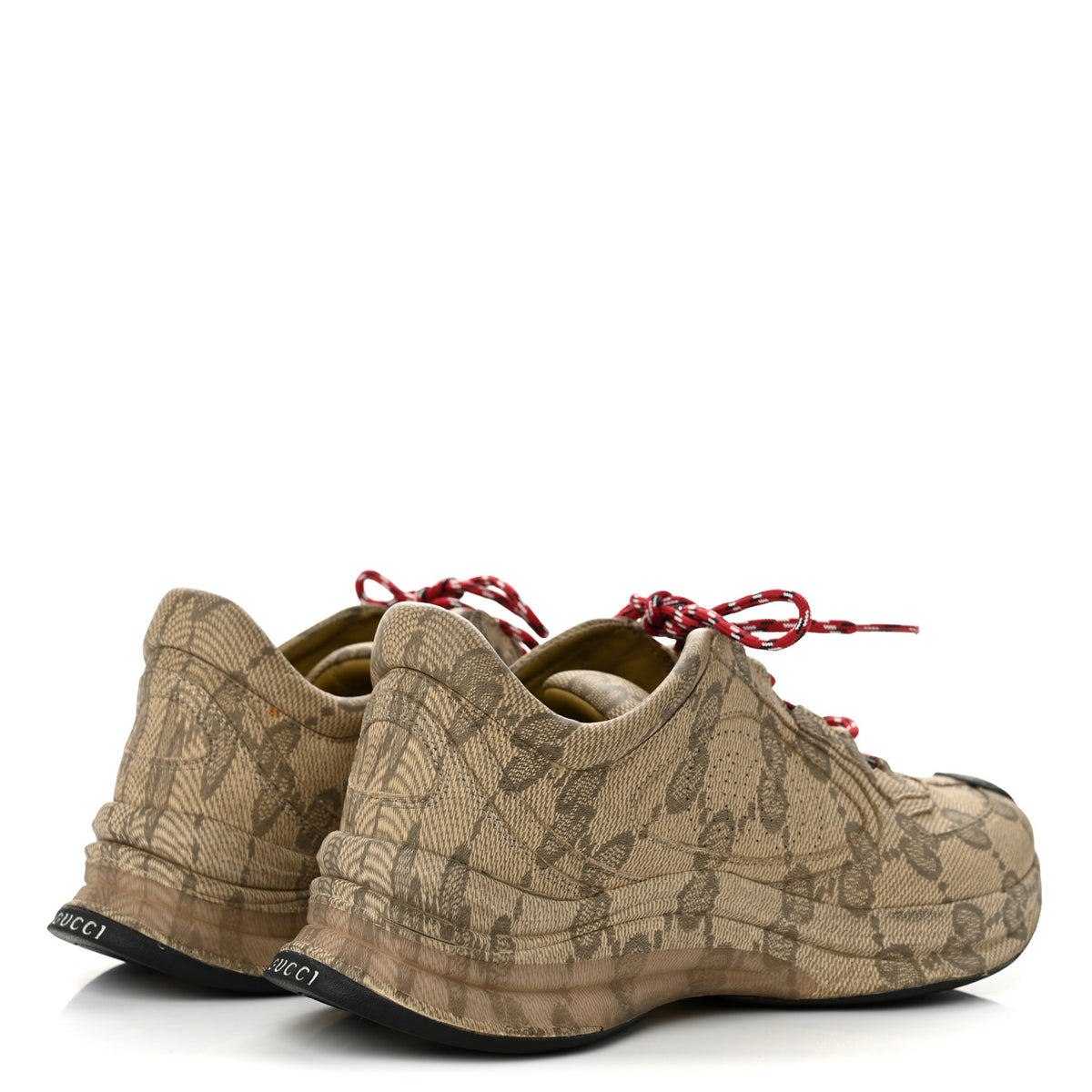 Gucci Ultralight Plume Calfskin Monogram Printed Mens Gucci Run Sneakers 6.5 Beige Ebony 5 of 10