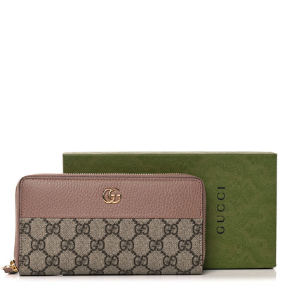 Gucci Dollar Calfskin GG Supreme Monogram GG Marmont Zip Around Wallet Porcelain Rose Beige Ebony 10 of 10