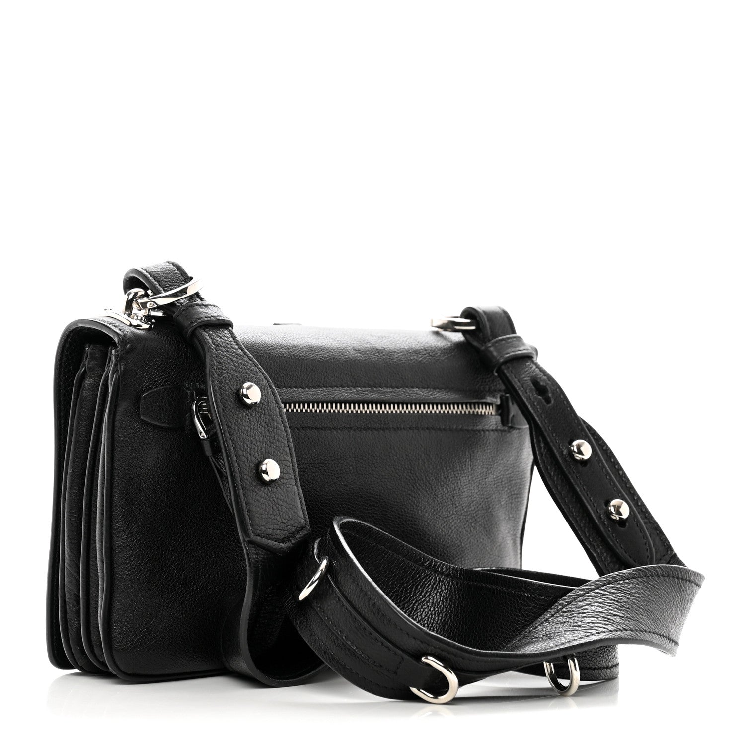 Prada Grained Calfskin Saffiano Robot Shoulder Bag Black White 2 of 11