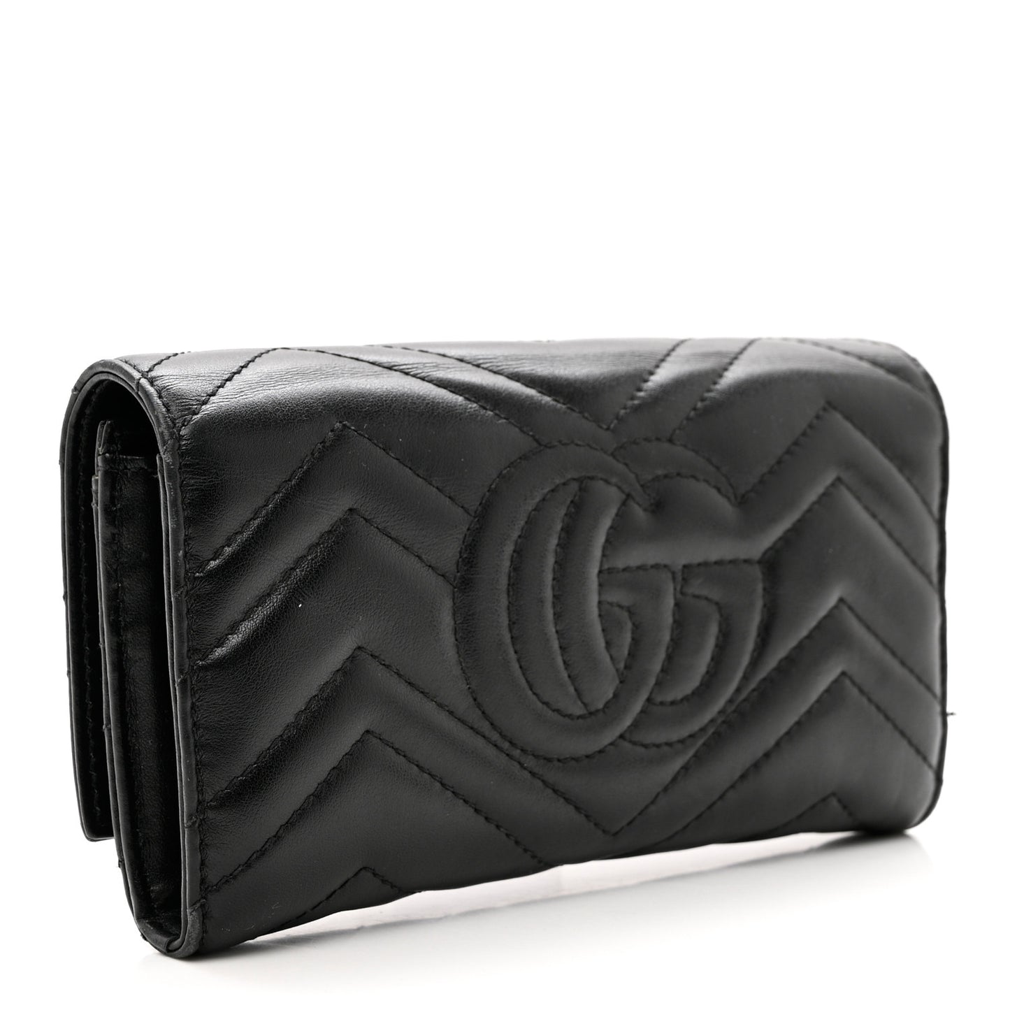 Calfskin Matelasse GG Marmont Continental Wallet Black