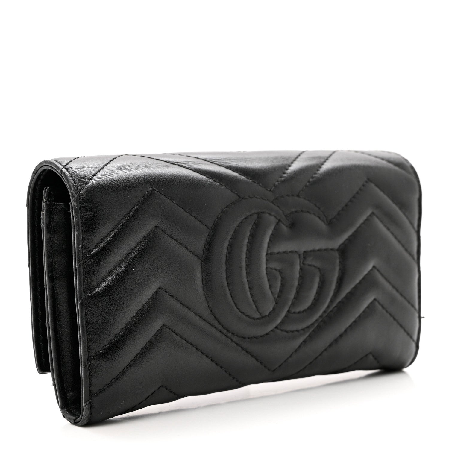 Gucci Calfskin Matelasse GG Marmont Continental Wallet Black 3 of 10