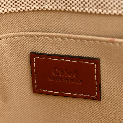 Chloe Cotton Calfskin Large Woody Ribbon Tote White Brown 6 of 10
