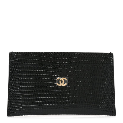 Chanel Calfskin Lizard Embossed Card Holder Burgundy 1 of 7