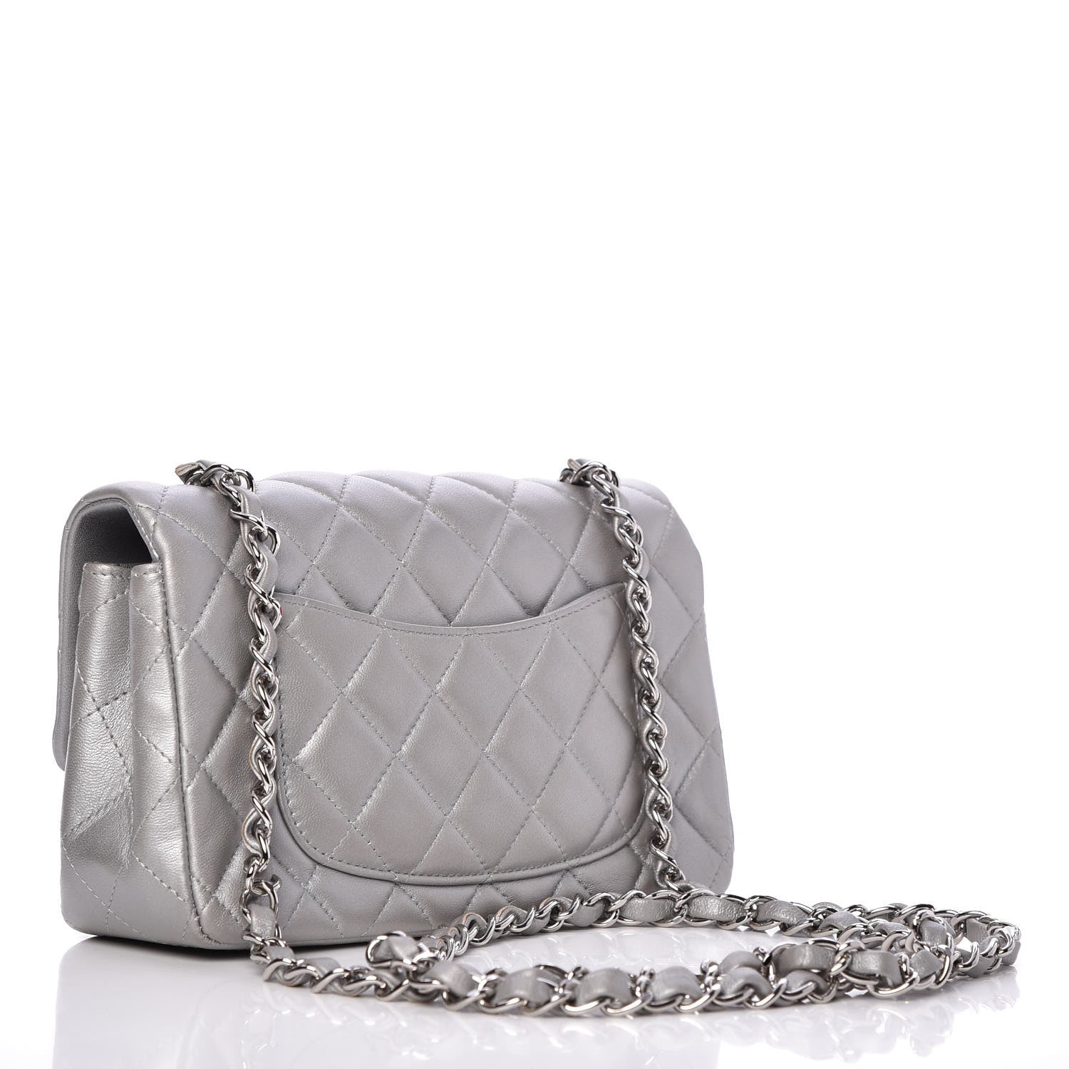 Chanel Metallic Lambskin Quilted Mini Rectangular Flap Silver 3 of 7