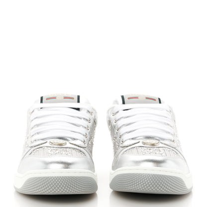 Gucci Metallic Nappa Silk Crystals Womens Screener Sneakers 36.5 Silver Light Grey 2 of 10